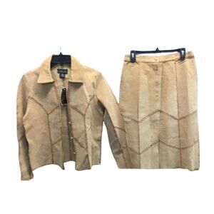 Women’s Robert Lewis Suede Patchwork Jacket Skirt Set NWT Western Festival